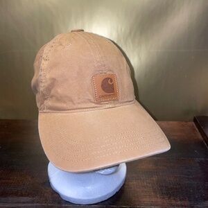 Men's Carhartt Brown Canvas Work Wear 100% Cotton Adjustable Strap Cap Hat